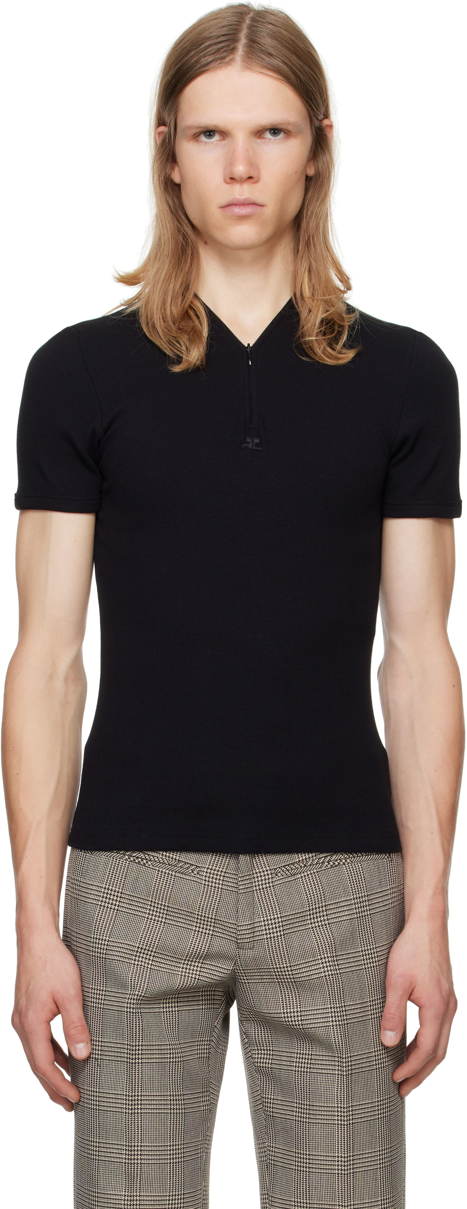 T-shirt Courrèges 90's Rib Zipped T-Shirt Sort | 324JTS145JS0121, 0