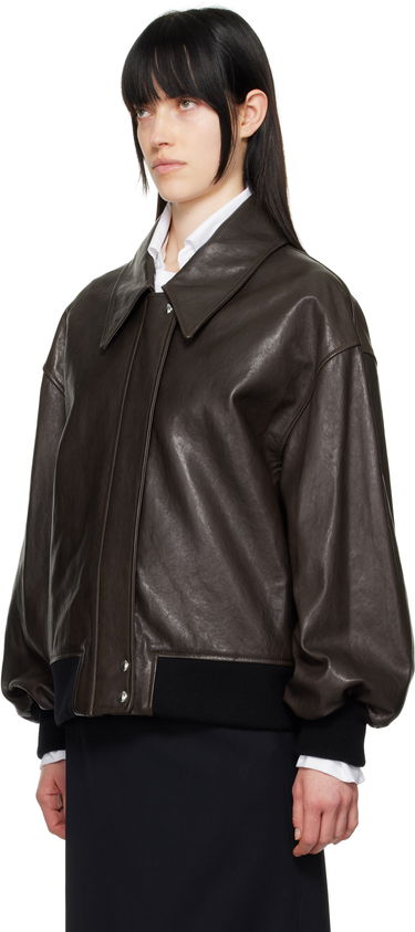 Bomberjakke Khaite Khaite Shelman Leather Jacket Brun | 6166729, 3