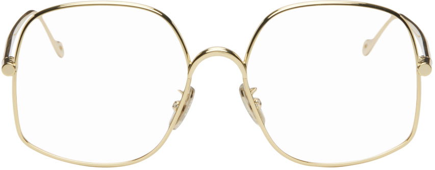 Solbriller Loewe Gold Square Glasses Metalisk | LW50055U@55030, 0