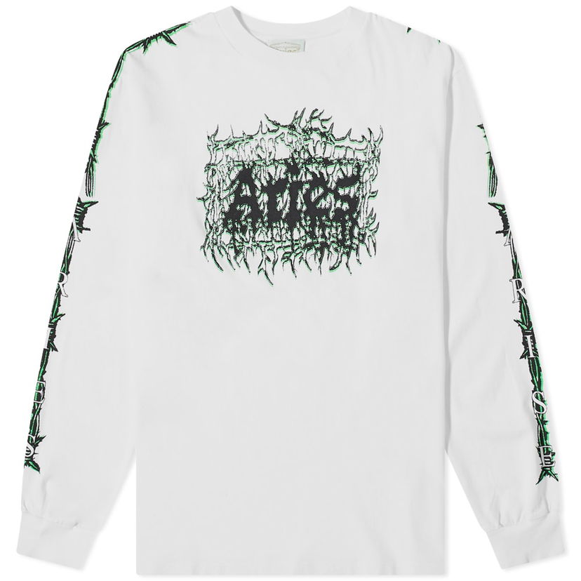 T-shirt Aries Aries Men's Metal Long Sleeve T-Shirt Hvid | FTAR60030-WHT