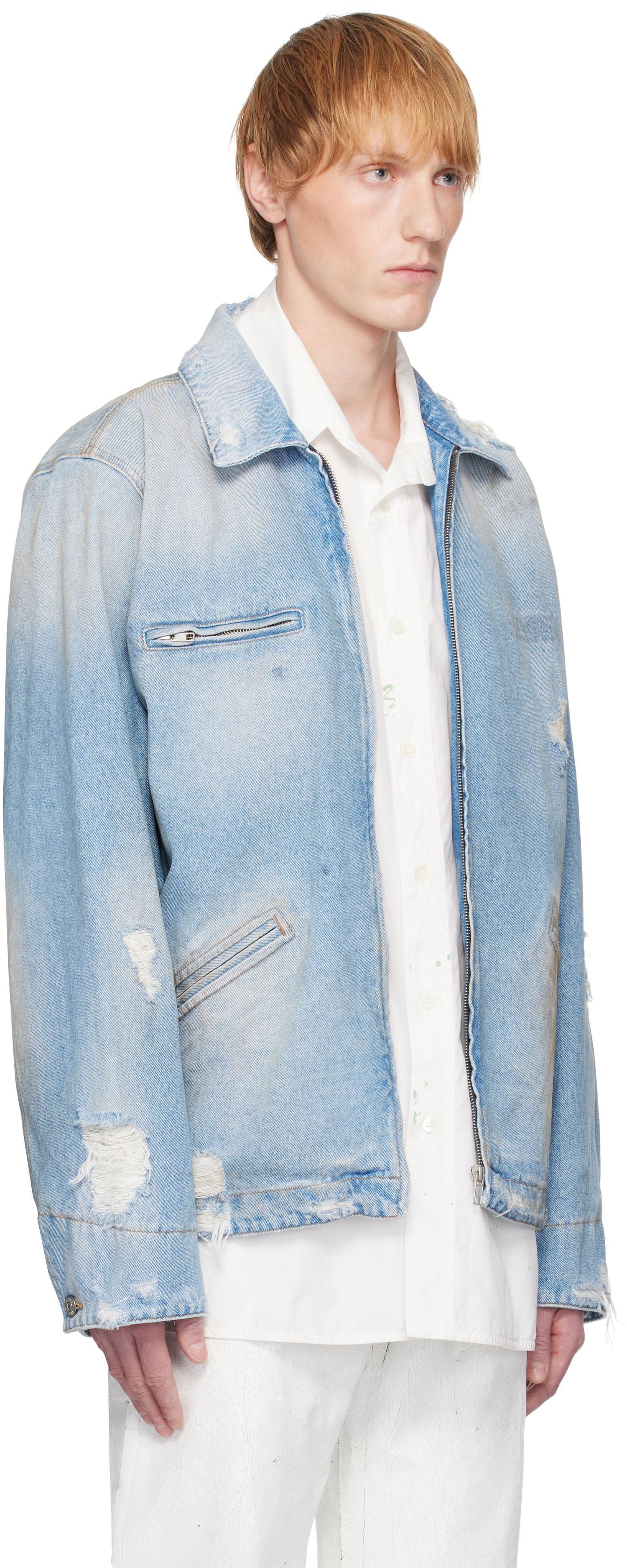 Jakke Maison Margiela MM6 Maison Margiela Distressed Denim Jacket Blå | SH2AM0030 M30018, 1