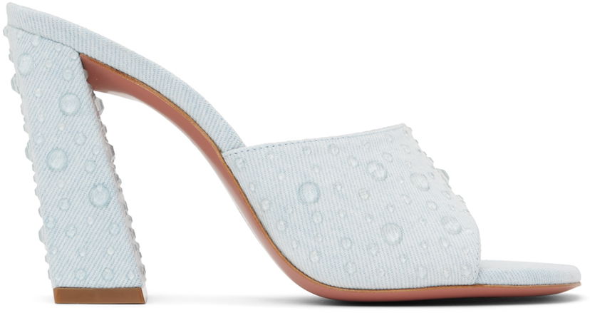 Tilbehør Amina Muaddi Amina Muaddi Brigitte Crystal Heeled Sandals Blå | BRIGITTE CRYSTAL SLIPPER BLOCK