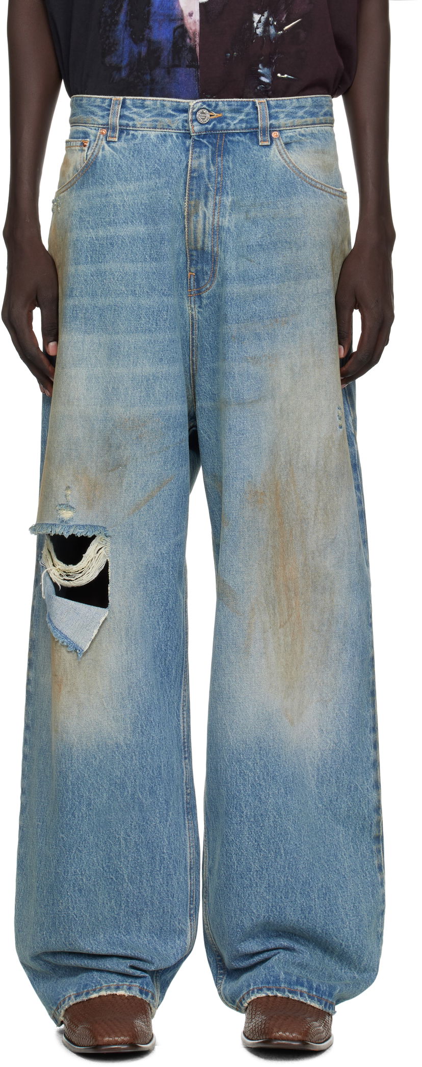 Jeans VETEMENTS Vetements Distressed Baggy Jeans Blå | UH76DP180LD