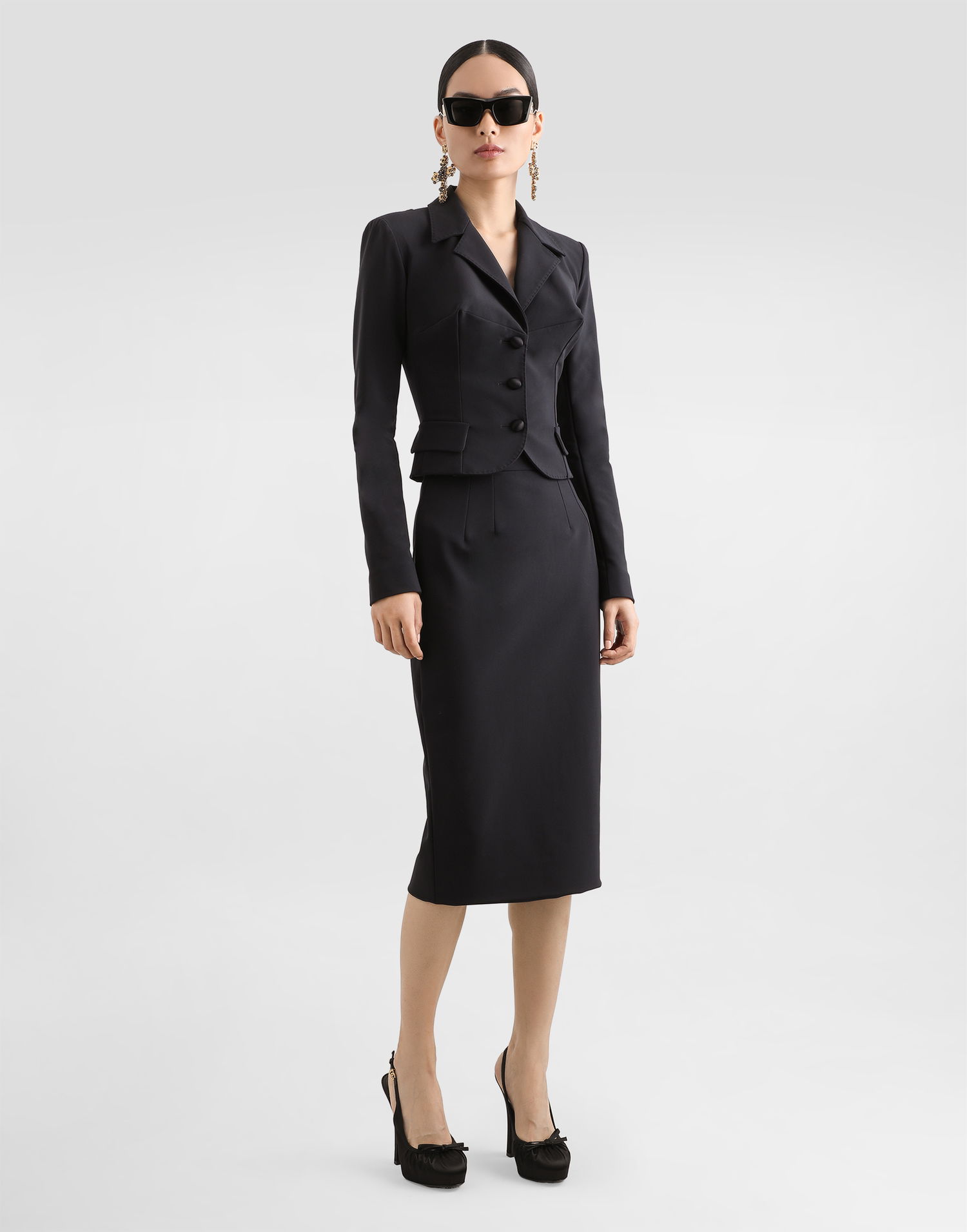 Jakke Dolce & Gabbana Dolce & Gabbana Short Single-breasted Cady Jacket Sort | F27FBTFUUC7N0000, 1
