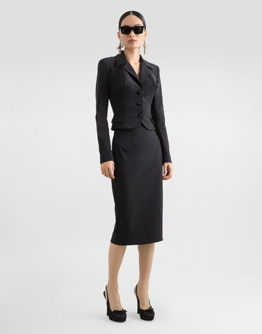 Jakke Dolce & Gabbana Dolce & Gabbana Short Single-breasted Cady Jacket Sort | F27FBTFUUC7N0000, 1