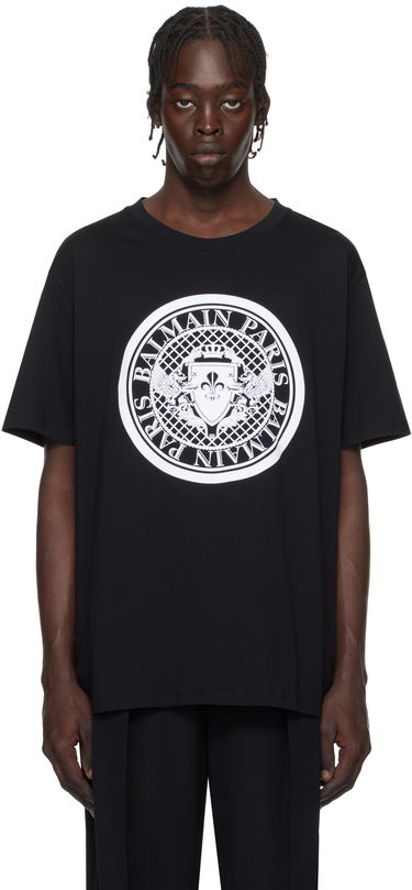 T-shirt Balmain Black 'Coin' Graphic T-Shirt Sort | EH1EG010BB17, 0