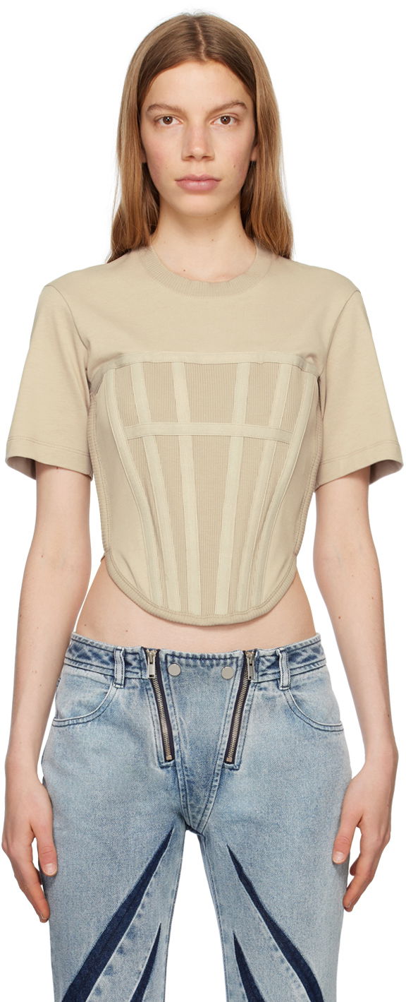 T-shirt Dion Lee Dion Lee Corset T-Shirt Beige | C3097P23, 0