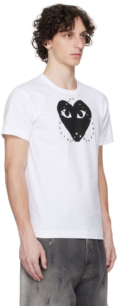 T-shirt Comme des Garçons PLAY Stud Print Heart T-Shirt Hvid | AX-T804-051, 4