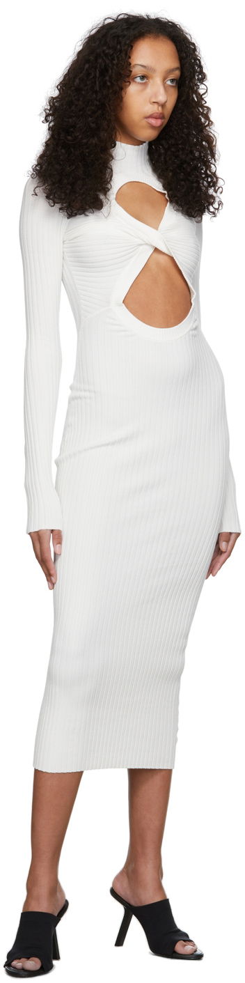 Kjole Dion Lee Dion Lee Figure 8 Cutout Ribbed Knit Midi Dress Hvid | A7547R22, 3