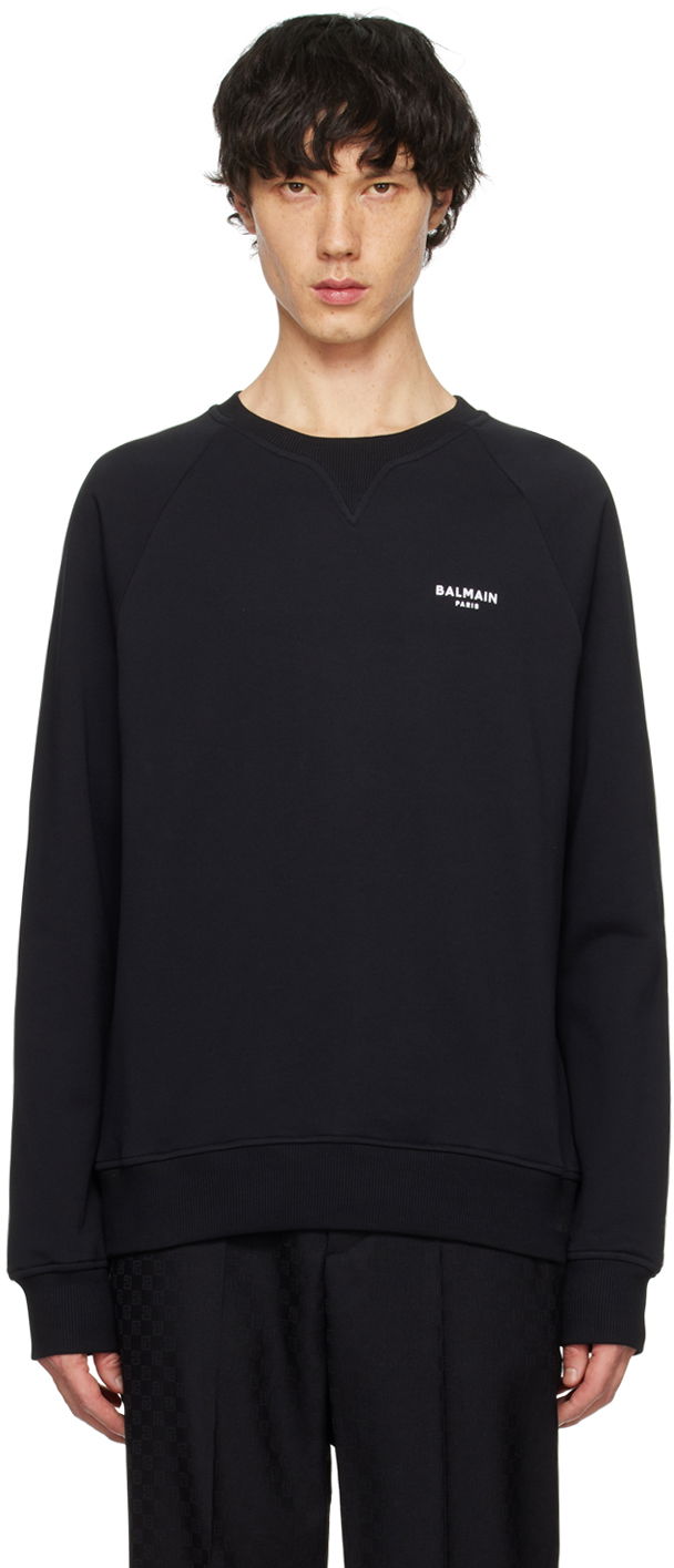 Sweatshirt Balmain Flocked Sweatshirt Sort | CH1JQ005BB04, 0