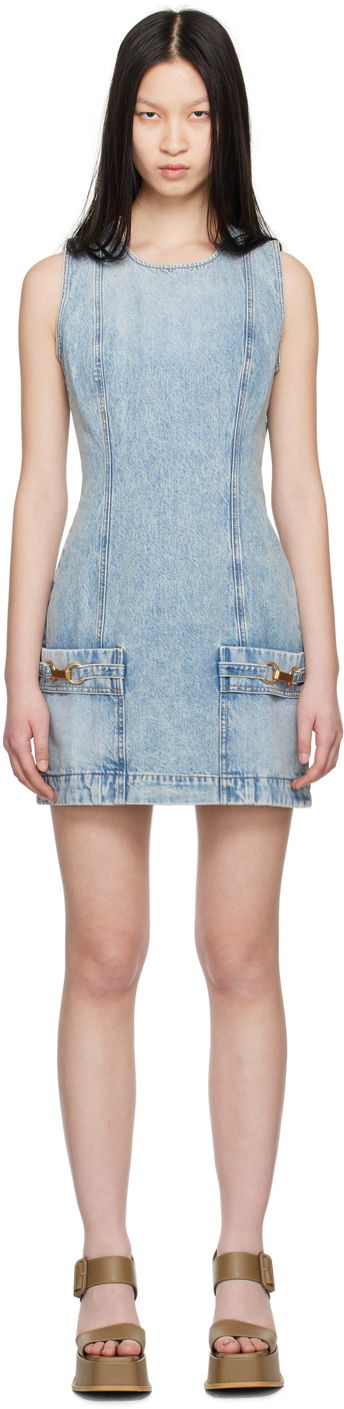 Kjole Stella McCartney Faded Denim Mini Dress Blå | 6D03123SPH83