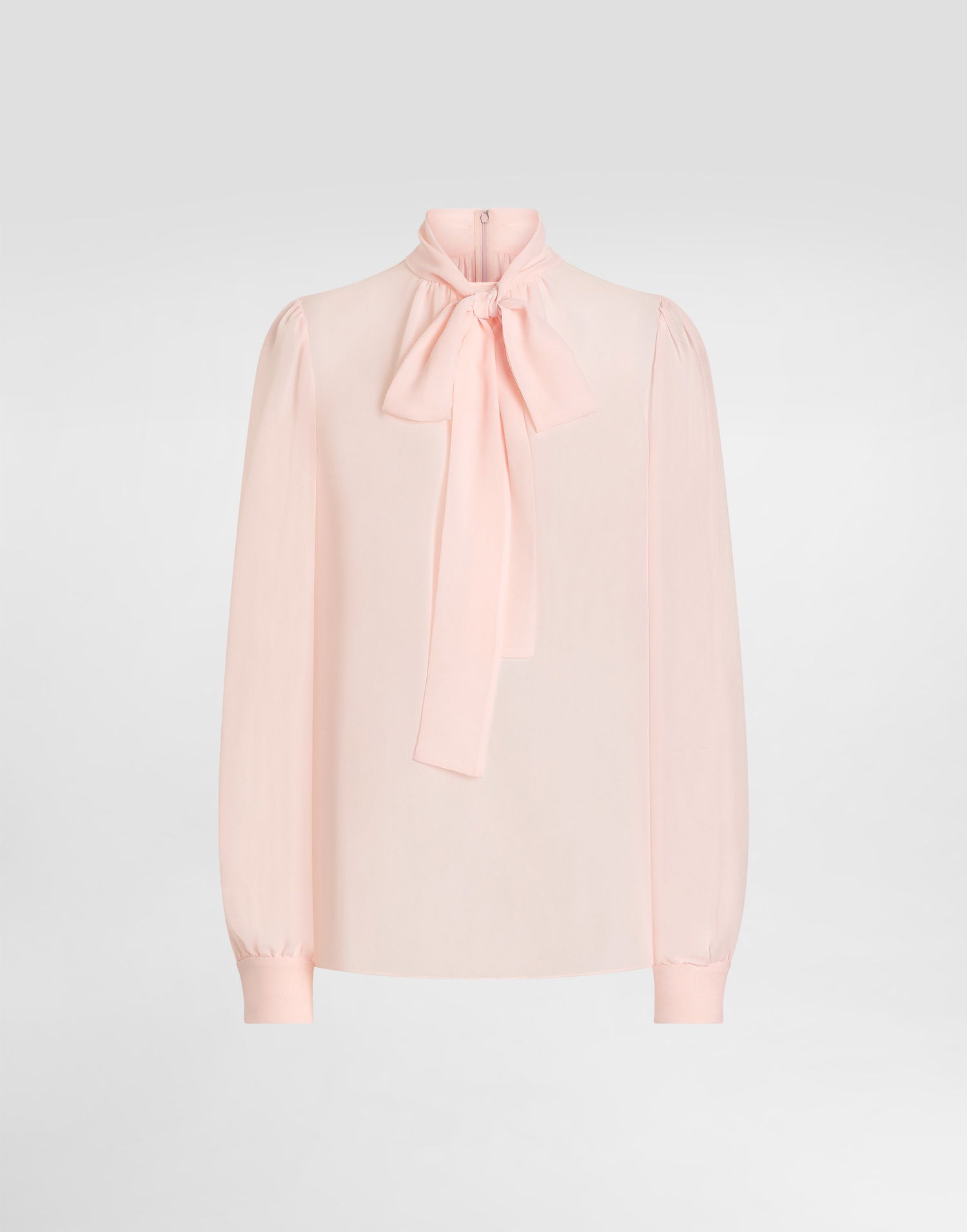 Skjorte Dolce & Gabbana Dolce & Gabbana Georgette Silk Tie-Neck Blouse Lyserød | F7BC0TFU1UTF3721, 0