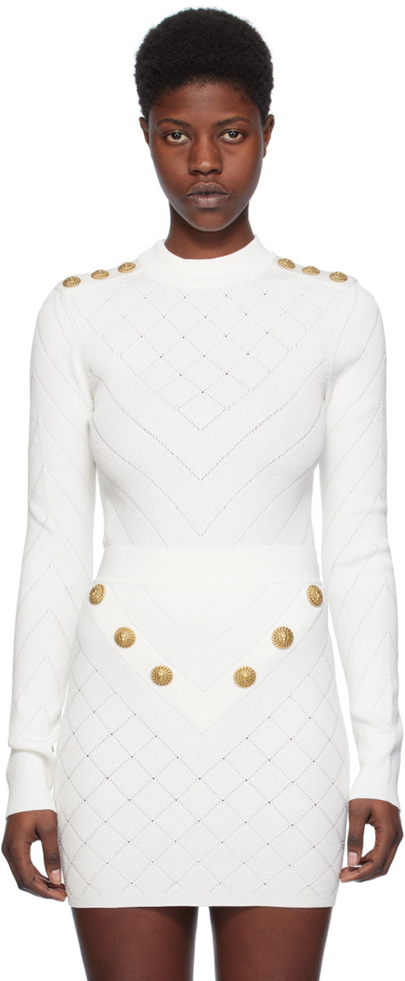 Krop Balmain Cutout Bodysuit Hvid | CF1BG240KF53, 0