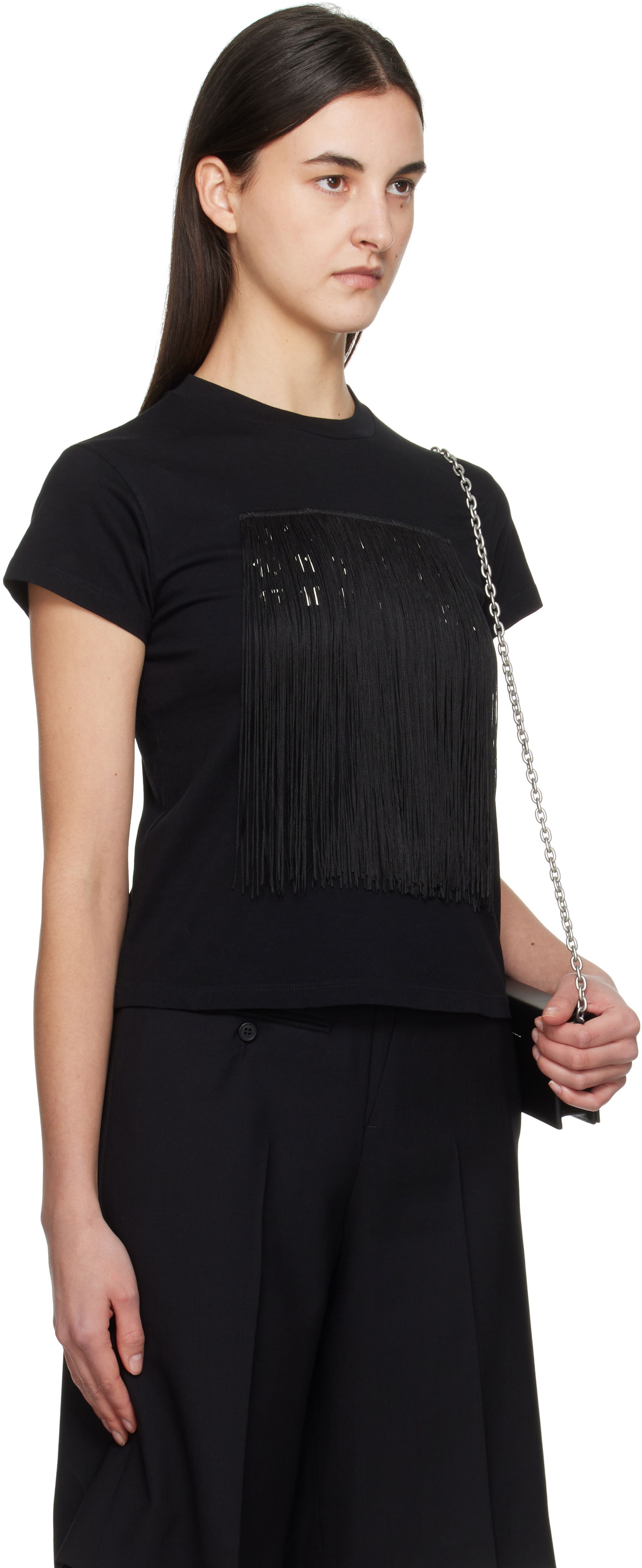 T-shirt Maison Margiela MM6 Maison Margiela Fringe Logo T-Shirt Sort | S52GC0332 M20048, 1
