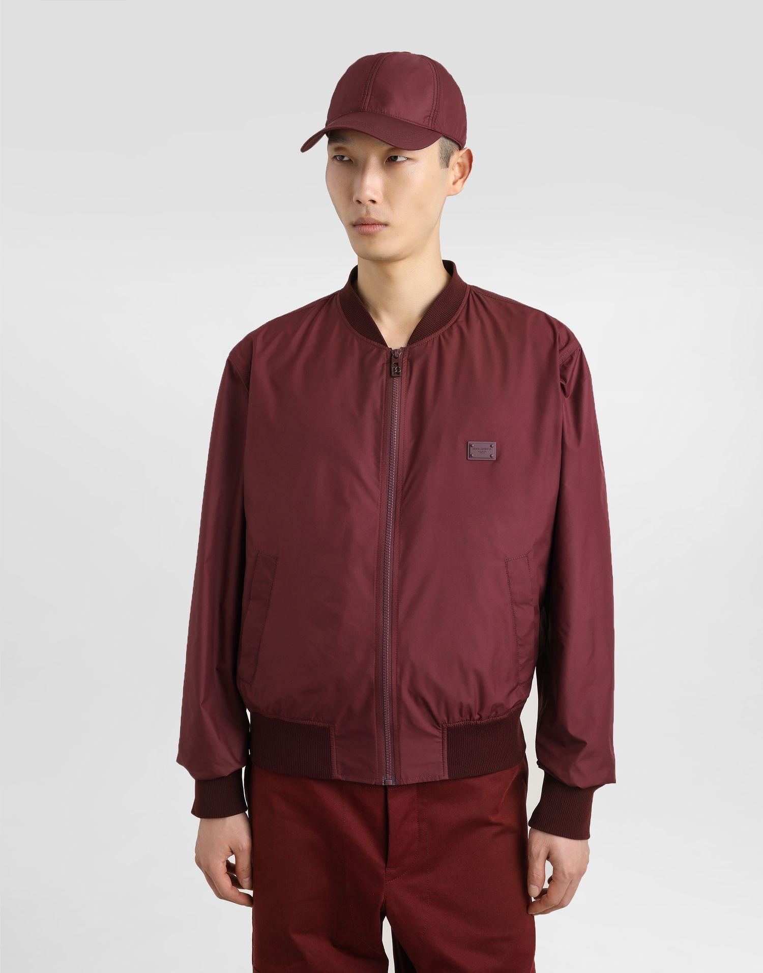 Bomberjakke Dolce & Gabbana Dolce & Gabbana Technical Fabric Bomber Jacket Bourgogne | G9BLMTFUS27R0108, 1
