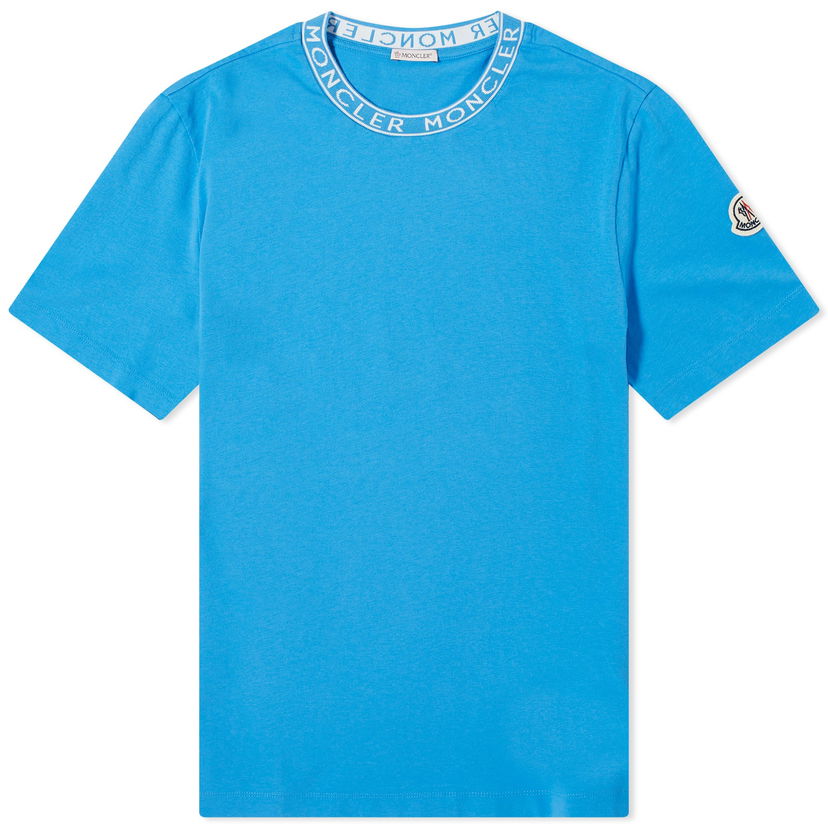 T-shirt Moncler Collar Logo T-Shirt Blå | 8C000-24-8390T-72I