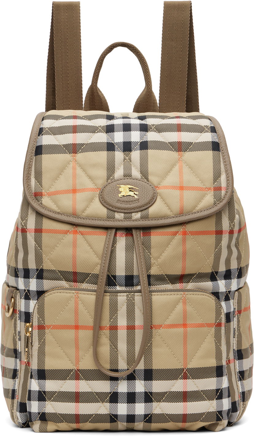 Rygsæk Burberry Burberry Horseshoe Quilted Backpack Beige | 8115396