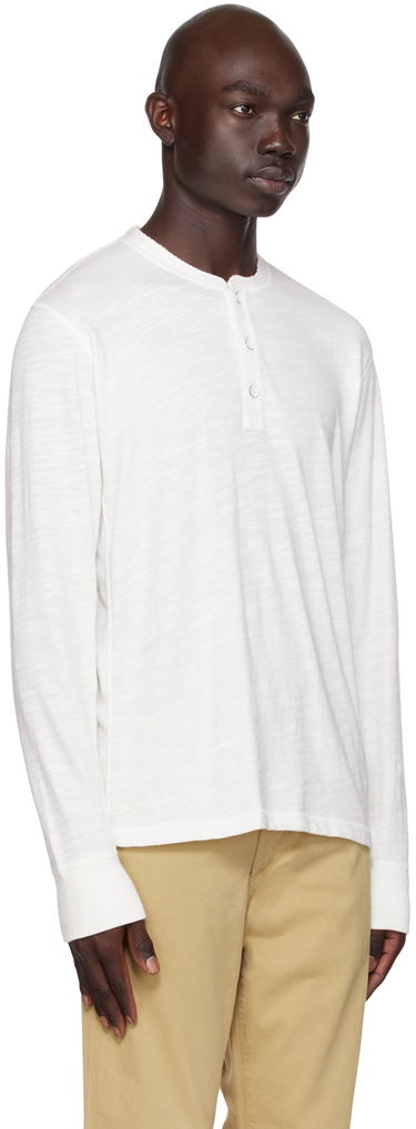 T-shirt rag & bone Rag & Bone Long Sleeve Henley Shirt Hvid | M000T656G, 4