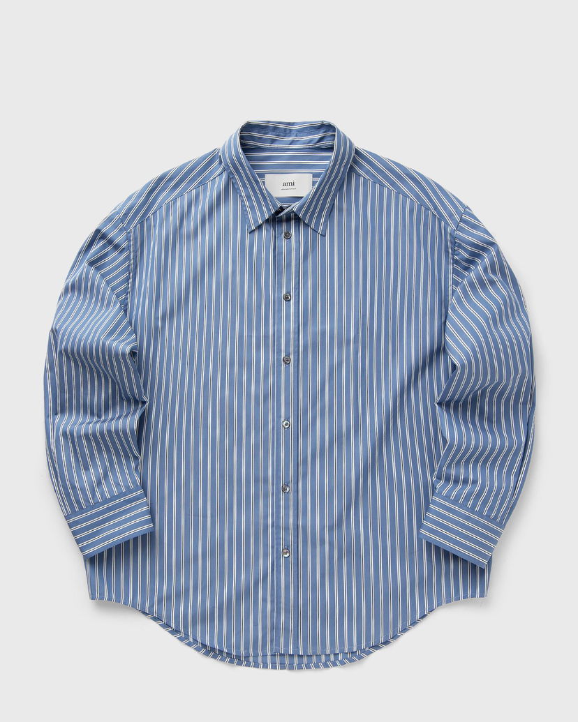 Skjorte AMI AMI Paris Boxy Fit Striped Longsleeve Shirt Blå | HSH191.CO0108-4505