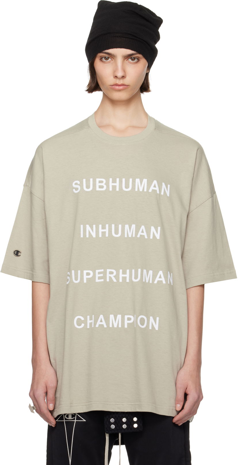 T-shirt Rick Owens Rick Owens Champion Edition Tommy T-Shirt Beige | CW01E1675 CHJG