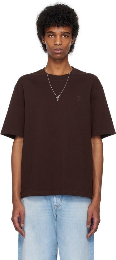 T-shirt AMI AMI Paris Cotton Tonal Ami de Coeur T-Shirt Brun | UTS074.726, 0