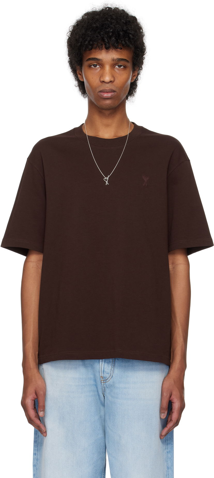 T-shirt AMI AMI Paris Cotton Tonal Ami de Coeur T-Shirt Brun | UTS074.726