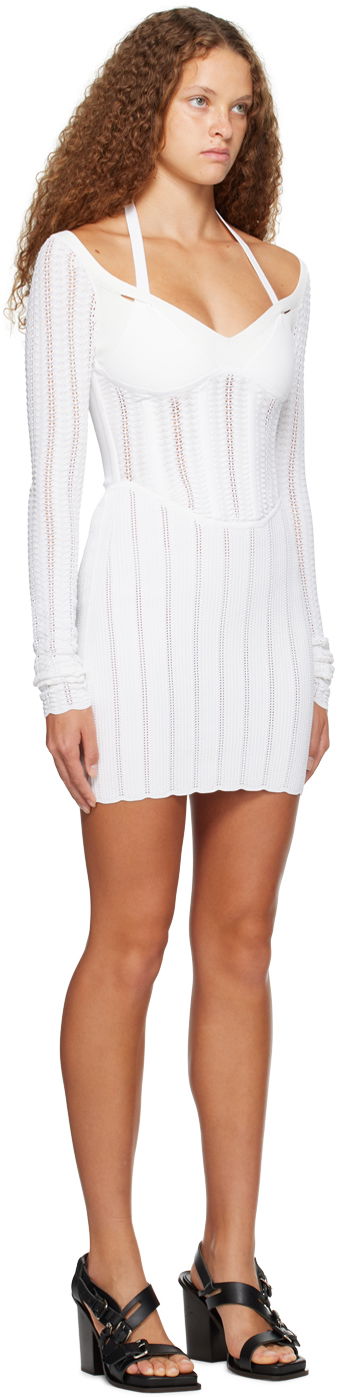 Kjole Dion Lee Snakeskin Column Minidress Sort | A7733P23, 4