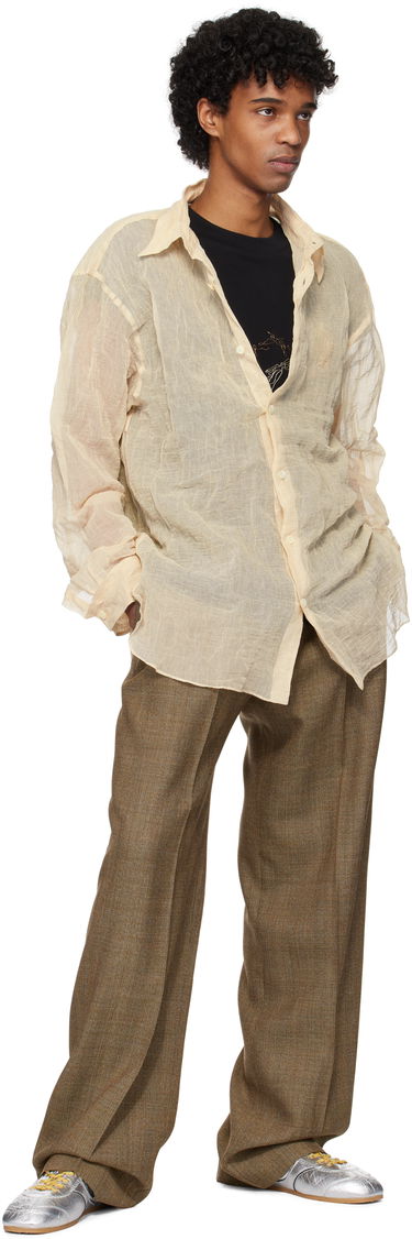 Skjorte Dries Van Noten Dries Van Noten Metallic Thread Shirt Beige | 251-020732-1265, 3