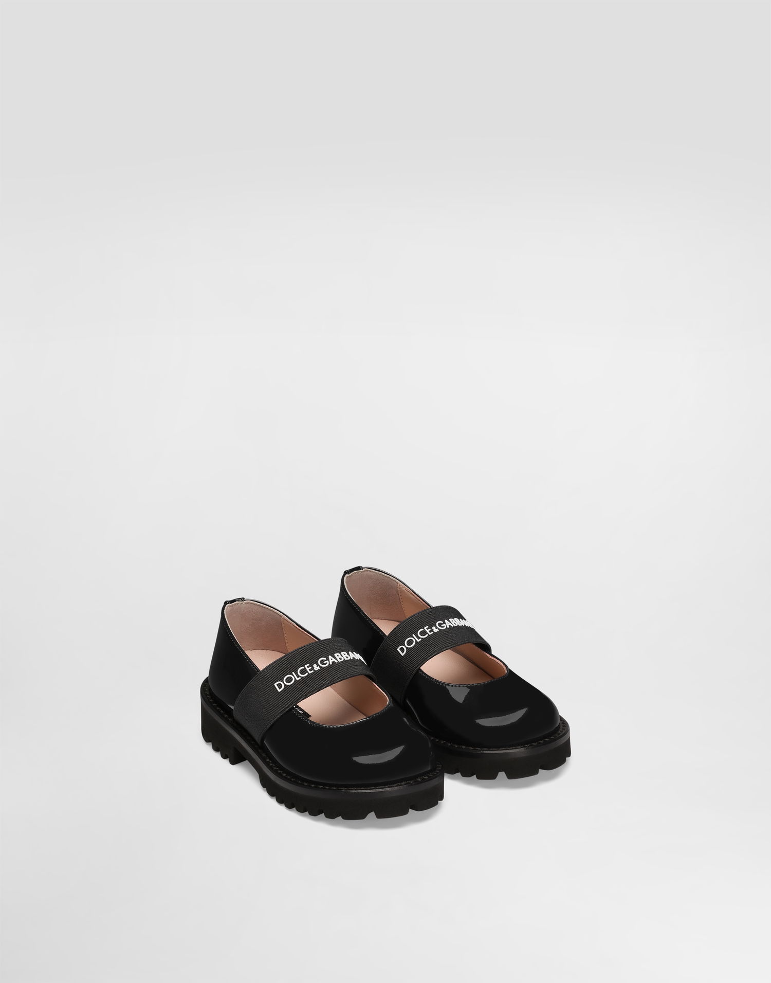 Tilbehør Dolce & Gabbana Dolce & Gabbana Patent Leather Mary Jane Flats with Elastic Sort | D20103A913589923, 1