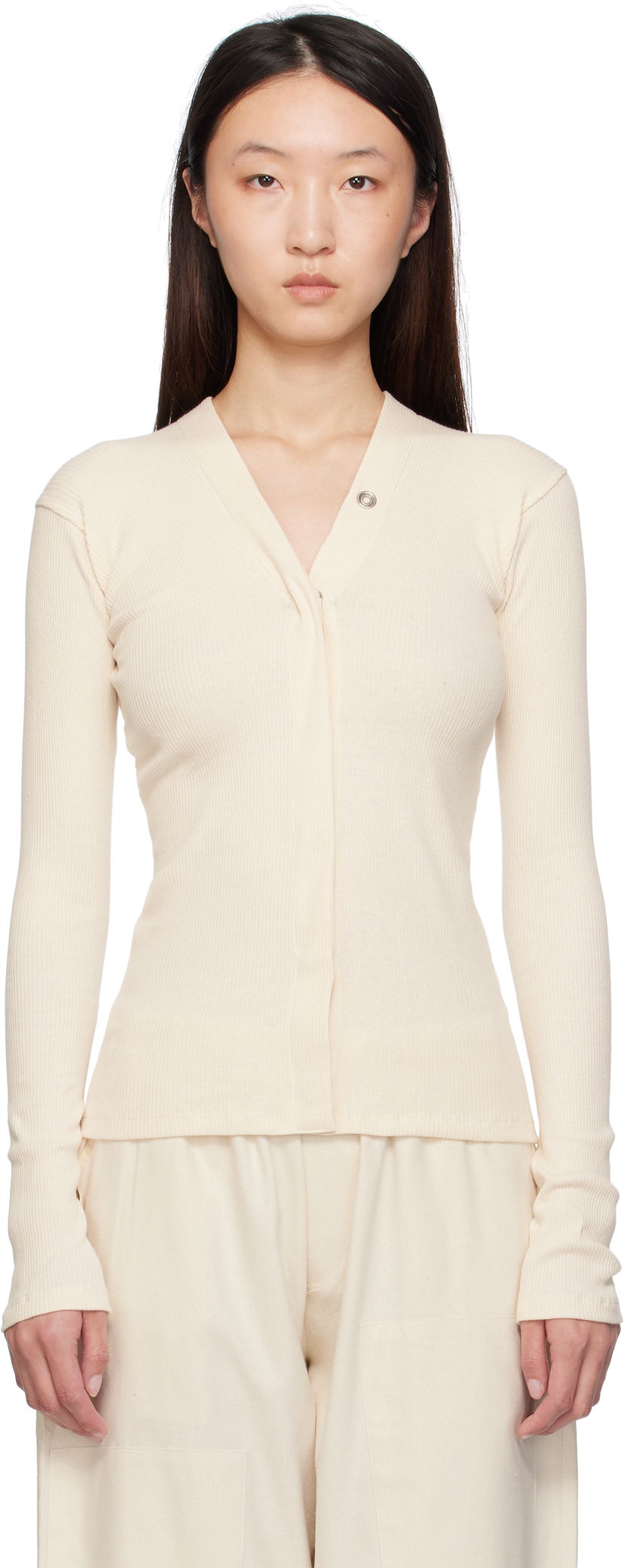 Sweater Baserange Baserange Tav Snaps Cardigan Beige | TOTVCS-RC-SU25