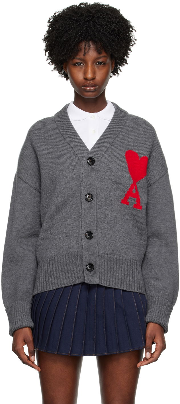 Sweater AMI Cardigan Grå | UKC002.018, 0