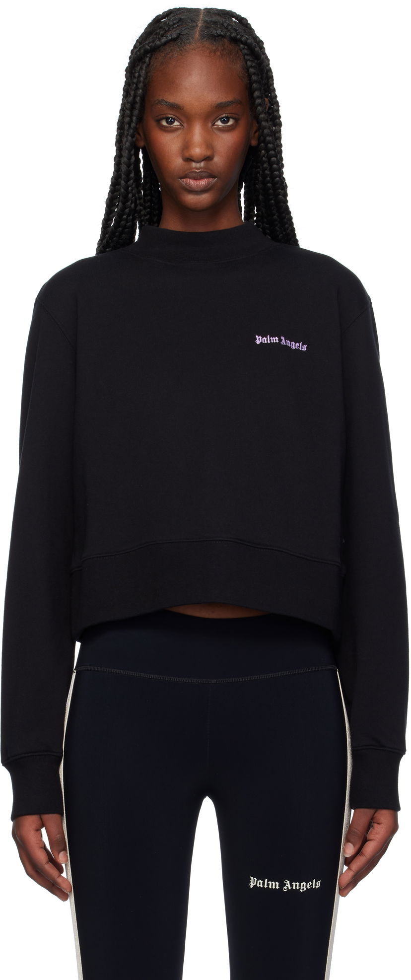 Sweatshirt Palm Angels Classic Logo Fitted Sweatshirt Sort | PWBA016F24FLE0041036