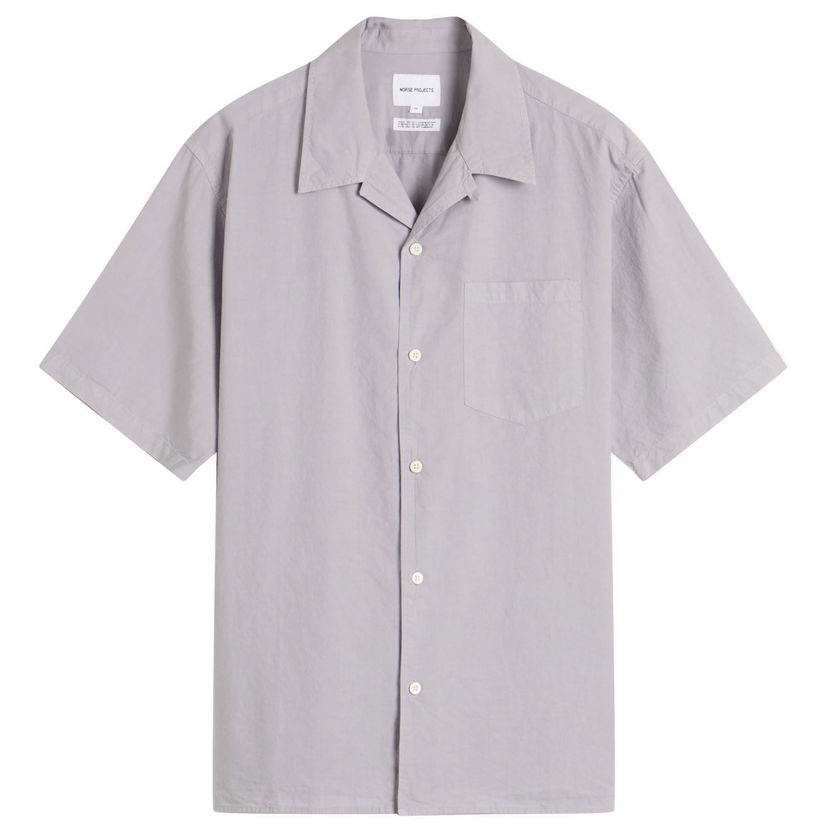 Skjorte NORSE PROJECTS Norse Projects Carsten Cotton Tencel Shirt, Size Large Grå | N40-0579-6017