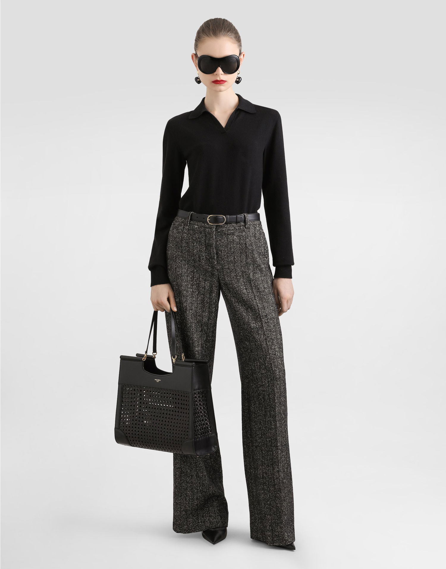 Sweater Dolce & Gabbana Dolce & Gabbana Cashmere Polo Pullover Sort | FXZ33ZJDVC2N0000, 1