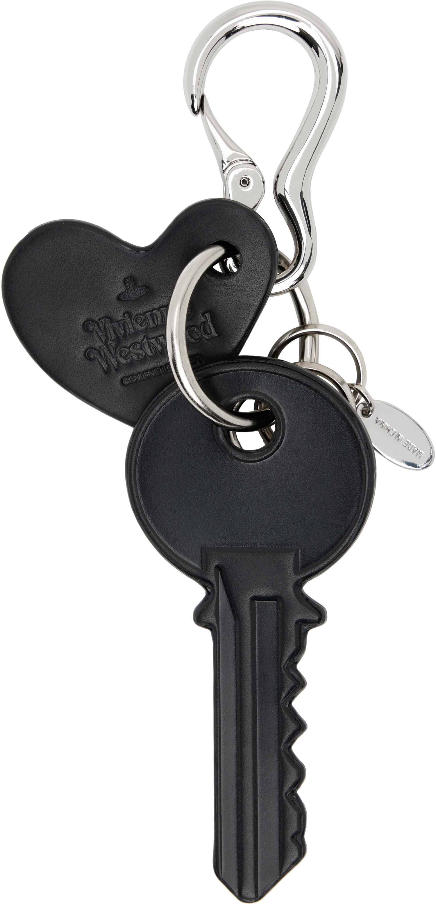 Nøgleringe Vivienne Westwood Vivienne Westwood Leather Key and Heart Keychain Sort | 8203012HU-L00AT-, 1
