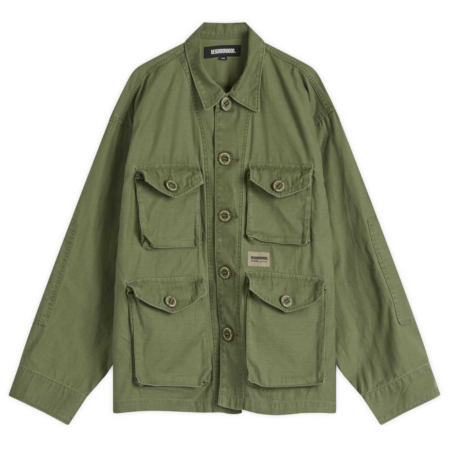 Jakke Neighborhood BDU Shirt, Size Large Grøn | 251SPNH-SHM04-OLV, 0