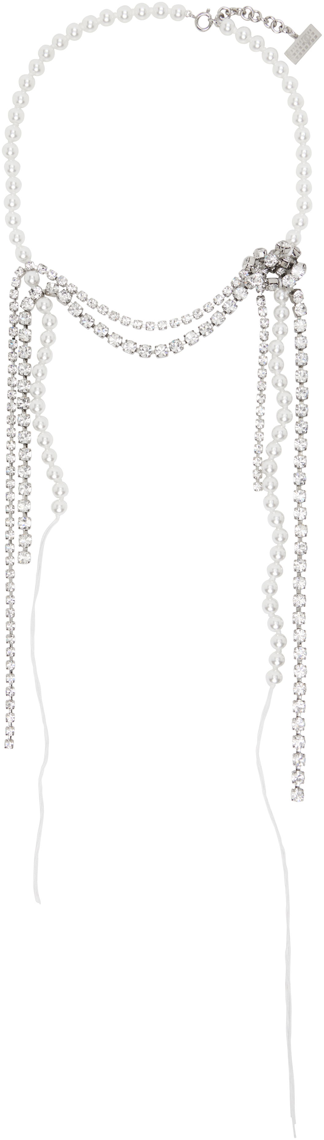 Halskæde Maison Margiela MM6 Maison Margiela Object Trouve Pearl & Crystal Necklace Hvid | SM7UU0082 P7352, 0