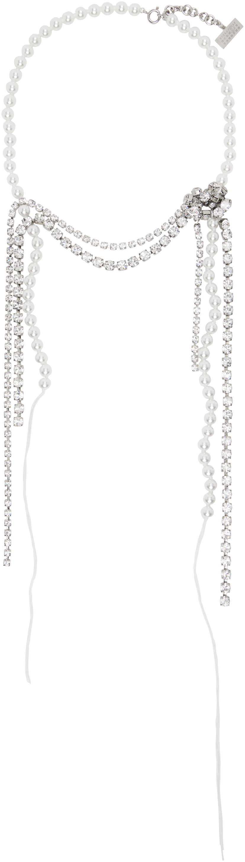 Halskæde Maison Margiela MM6 Maison Margiela Object Trouve Pearl & Crystal Necklace Hvid | SM7UU0082 P7352