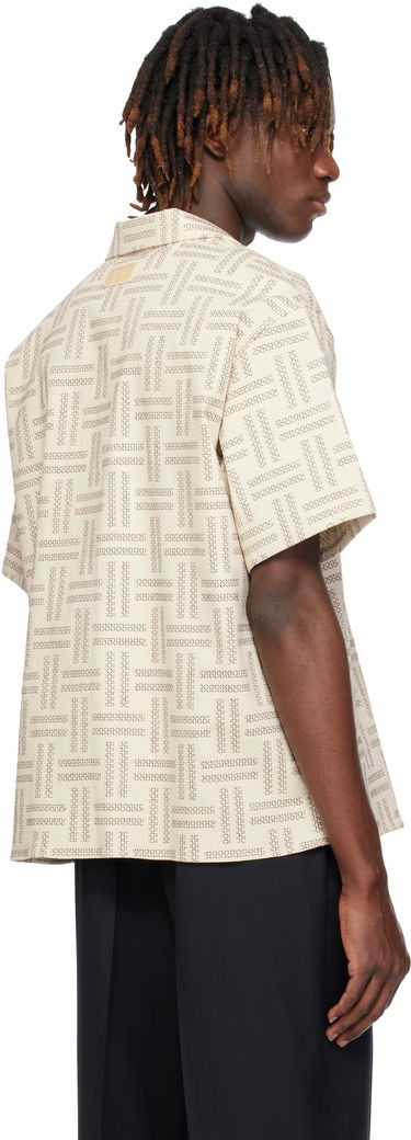 Skjorte KENZO Kenzo Paris 'KENZO Weave' Short Sleeve Shirt Beige | FF55CH1109JF, 2