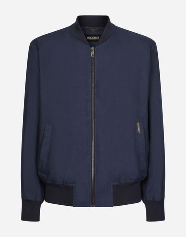Bomberjakke Dolce & Gabbana Unlined Linen Bomber Jacket Blå | G9BFNTFU4K6B0013, 0