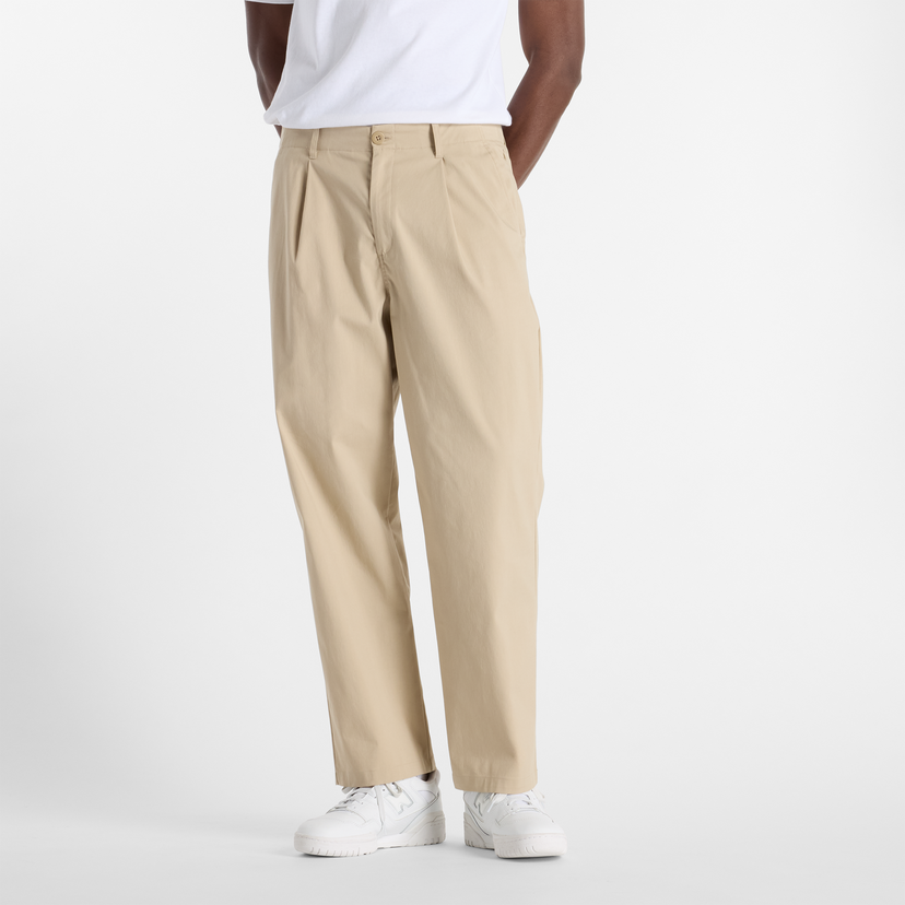 Bukser New Balance New Balance MP51563SOT Pleated Trousers Beige | NBMP51563SOT