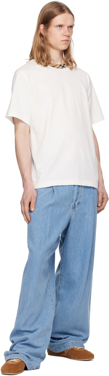 T-shirt Burberry Burberry Cotton T-Shirt with Check Trim Hvid | 8110100, 3