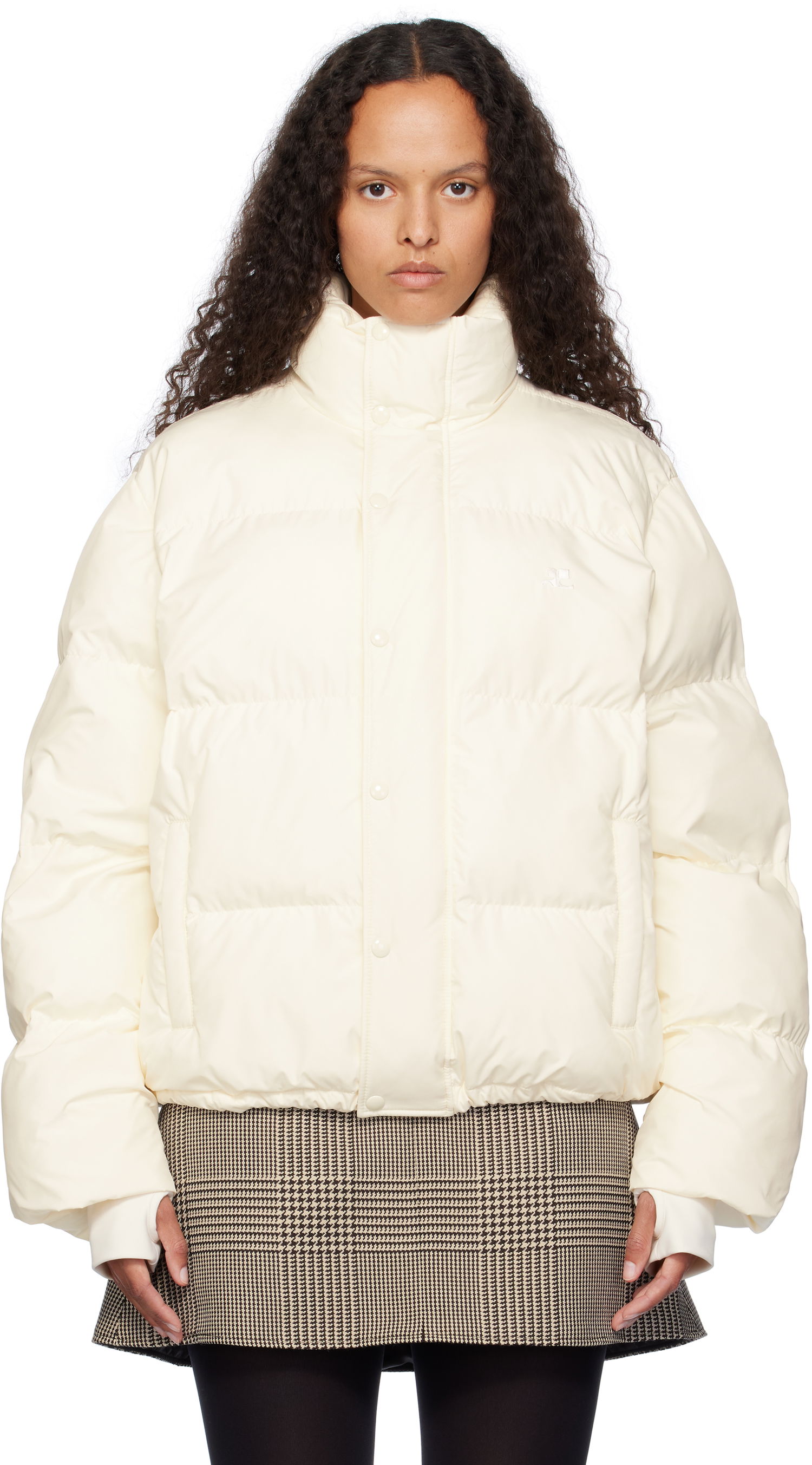 Puffer jakke Courrèges Courrèges Insulated Puffer Jacket Hvid | 323CMA105PL0112, 0