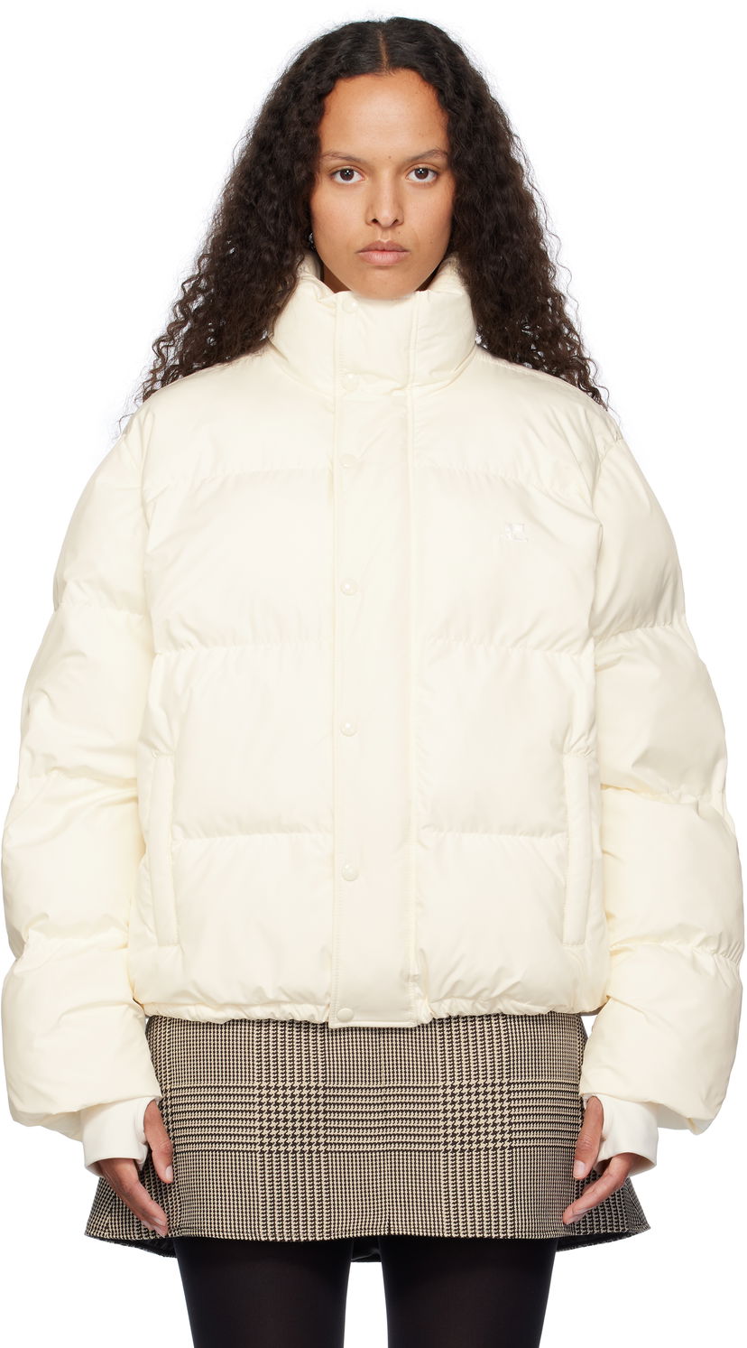 Puffer jakke Courrèges Courrèges Insulated Puffer Jacket Hvid | 323CMA105PL0112