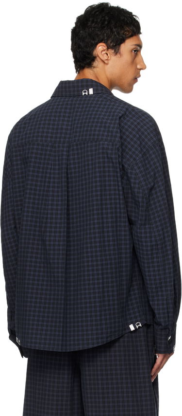 Skjorte Alexander Wang Alexander Wang Boxy Check Shirt Mørkeblå | 6WC3251093, 2