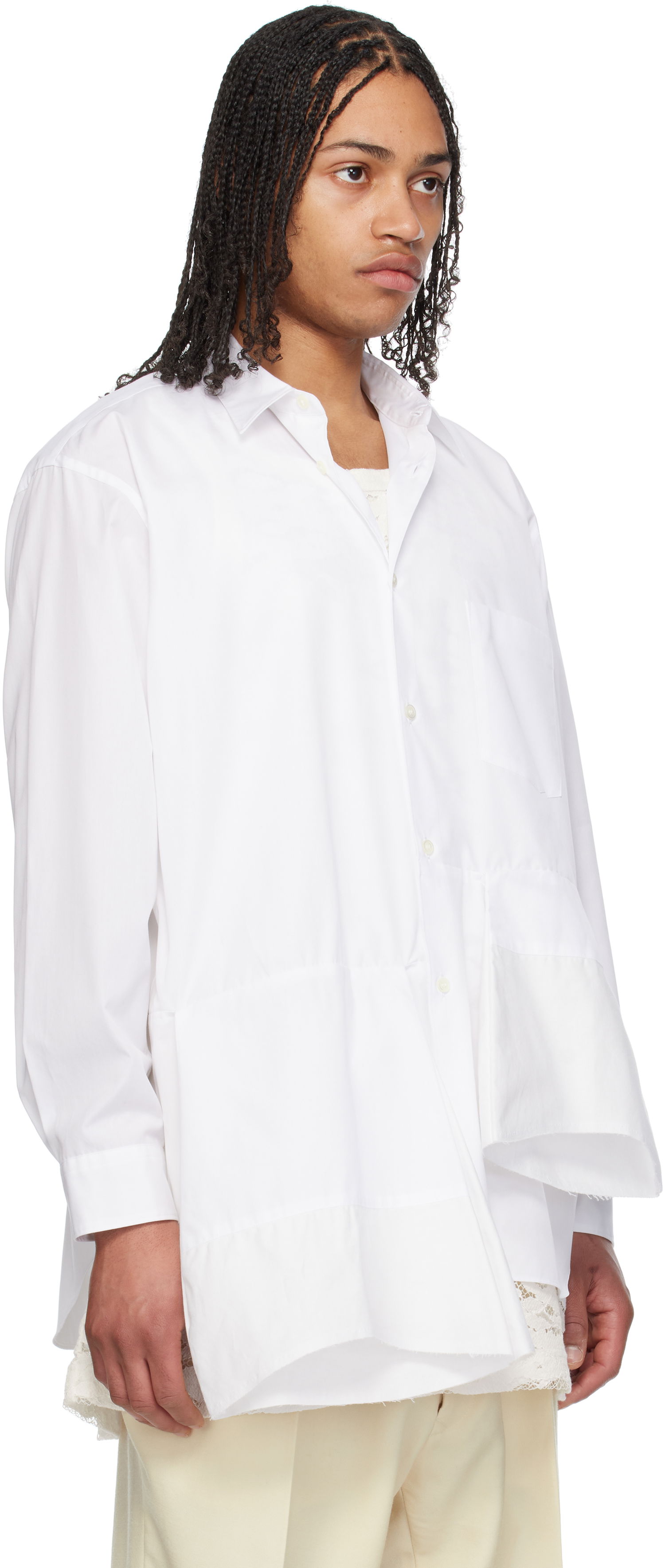 Skjorte Comme des Garçons Homme Plus Layered Cotton Cloth Shirt Hvid | PO-B024-051, 1