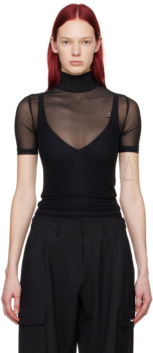 T-shirt Coperni Coperni Semi-Sheer High Neck Top Sort | COPJS20BIS557