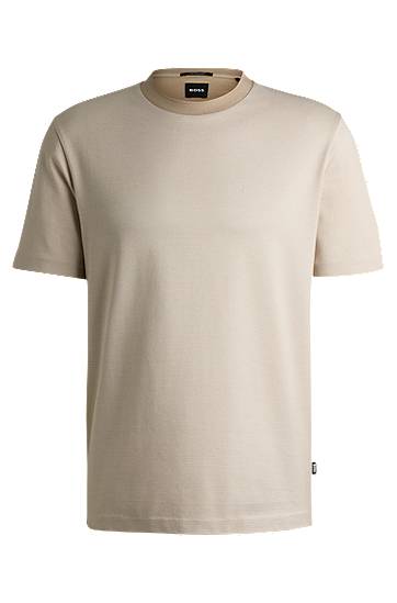T-shirt BOSS Mercerized Cotton T-Shirt with Micro Pattern Beige | 50534030