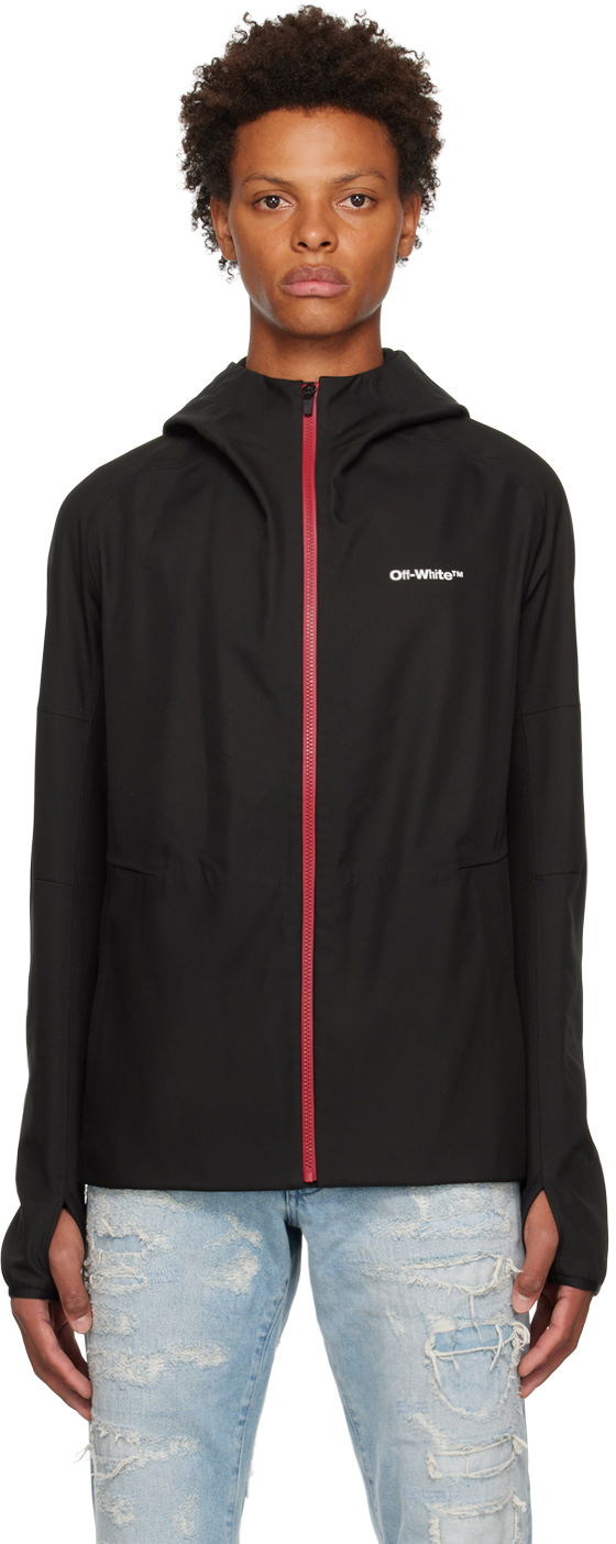 Vindjakke Off-White Hooded Tech Jacket Sort | OMKQ004F22FAB0011001