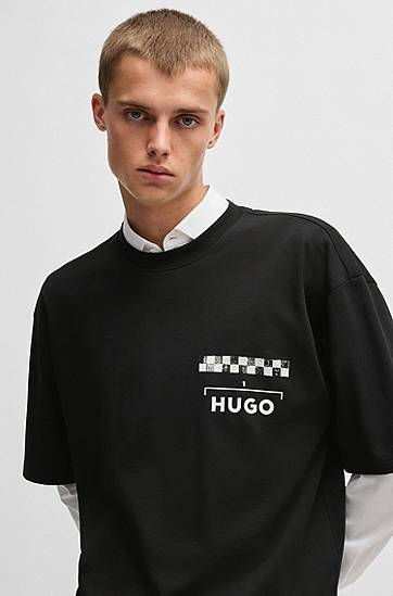 T-shirt BOSS HUGO T-Shirt with Racing Prints Sort | 50531758, 1
